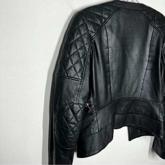 Anine Bing Quilted Black Leather Biker Moto Zip Jacket Sz XS - Picture 7 of 15